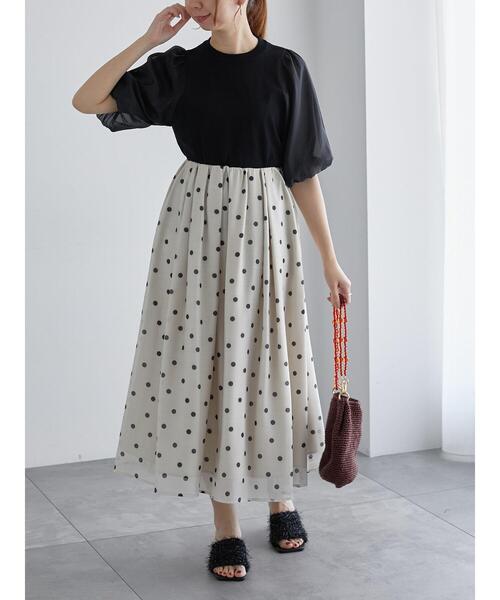 Te chichi（テチチ）の「ドットタックフレアスカート（スカート・レディース・ブラック/ベージュ・F）」の21枚目の写真