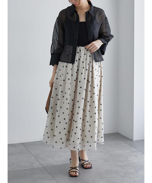 Te chichi（テチチ）の「ドットタックフレアスカート（スカート・レディース・ブラック/ベージュ・F）」の19枚目の写真