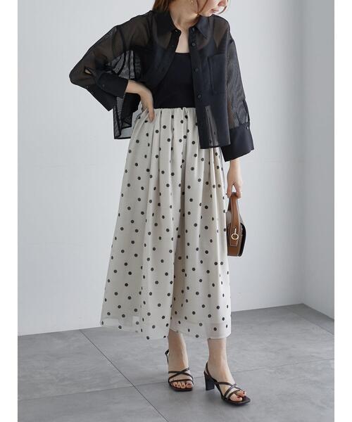 Te chichi（テチチ）の「ドットタックフレアスカート（スカート・レディース・ブラック/ベージュ・F）」の18枚目の写真