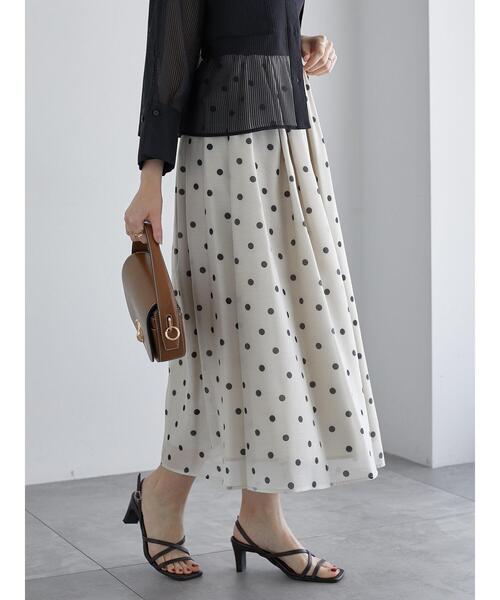 Te chichi（テチチ）の「ドットタックフレアスカート（スカート・レディース・ブラック/ベージュ・F）」の17枚目の写真