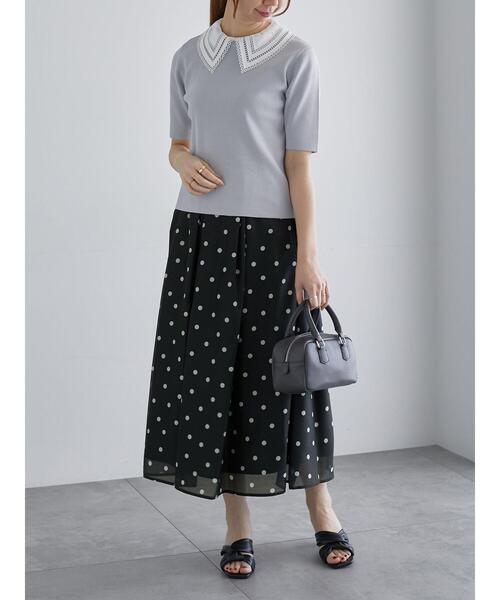 Te chichi（テチチ）の「ドットタックフレアスカート（スカート・レディース・ブラック/ベージュ・F）」の16枚目の写真