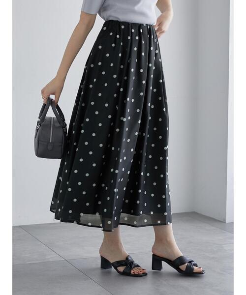 Te chichi（テチチ）の「ドットタックフレアスカート（スカート・レディース・ブラック/ベージュ・F）」の12枚目の写真