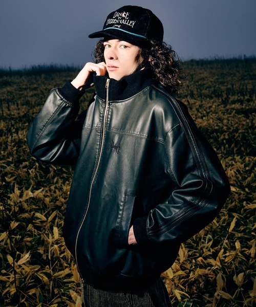 glamb シンセレザートラックジャケット　Synth Leather Synth Leather Track Jacket / シンセレザートラックジャケット