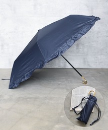 styiro（スタイロ）の「【晴雨兼用・UVカット】軽量 ナノ撥水折りたたみ傘 フリル 水玉（折りたたみ傘）」