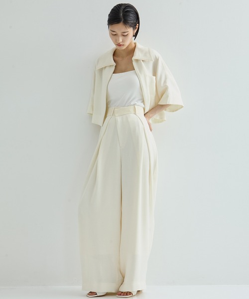 STUDIOUS/ステュディオス】Asymmetric Front Mesh Trousers
