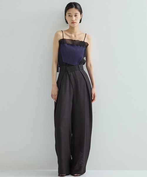 STUDIOUS/ステュディオス】Asymmetric Front Mesh Trousers