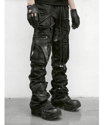 RICH（リッチ）の「【RICH】Black Waxed Expansion Pants / 【リッチ】ブラックコーティングダーティーカーゴデニムパンツ（カーゴパンツ）」