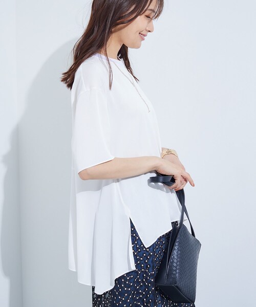 INDIVI（インディヴィ）の「【バックシャン】デザインTブラウス（Tシャツ/カットソー・レディース・ブラック/サックスブルー/ホワイト/ライトグレー・05/13/15 /34/38）」の15枚目の写真