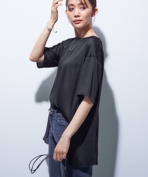 INDIVI（インディヴィ）の「【バックシャン】デザインTブラウス（Tシャツ/カットソー・レディース・ブラック/サックスブルー/ホワイト/ライトグレー・05/13/15 /34/38）」の21枚目の写真