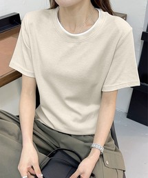 ネック配色シンプルTシャツ (SS)