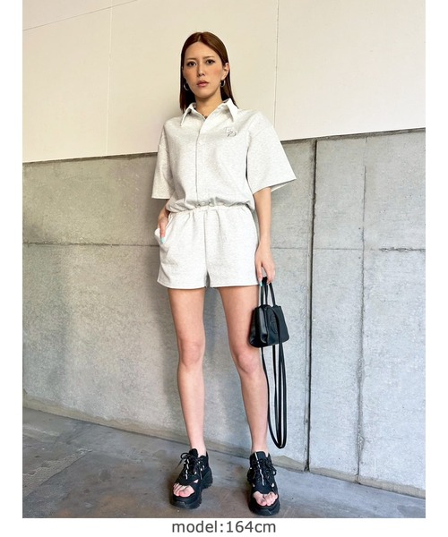 EGOIST（エゴイスト）の「ラガーシャツ半袖オールインワン（つなぎ/オールインワン・レディース・ブラック/ネイビー・FREE）」の15枚目の写真