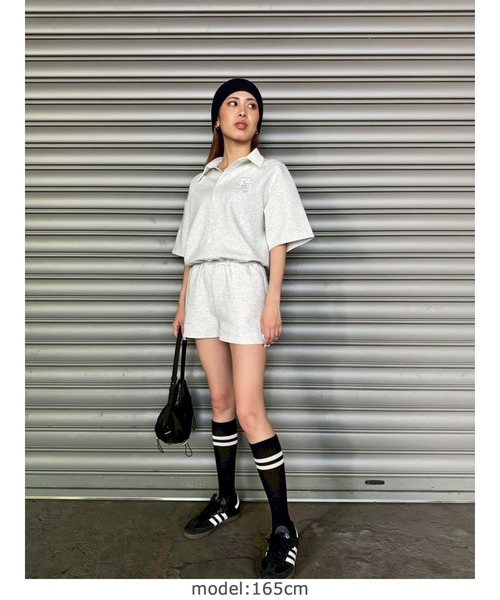 EGOIST（エゴイスト）の「ラガーシャツ半袖オールインワン（つなぎ/オールインワン・レディース・ブラック/ネイビー・FREE）」の18枚目の写真