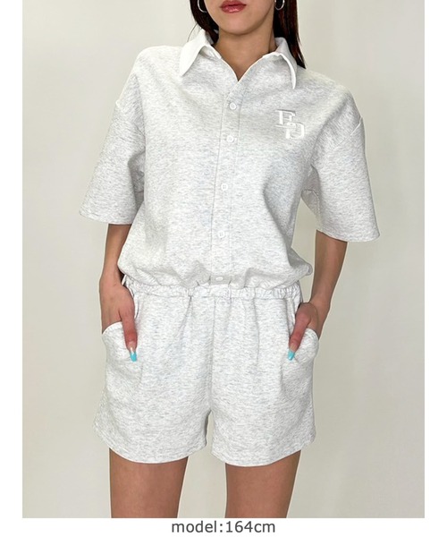 EGOIST（エゴイスト）の「ラガーシャツ半袖オールインワン（つなぎ/オールインワン・レディース・ブラック/ネイビー・FREE）」の3枚目の写真