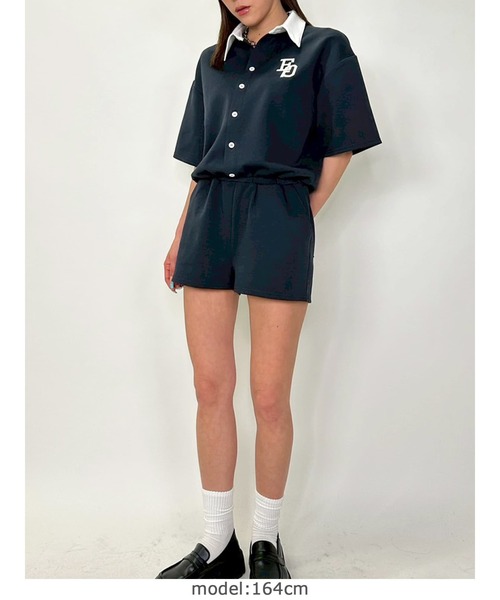 EGOIST（エゴイスト）の「ラガーシャツ半袖オールインワン（つなぎ/オールインワン・レディース・ブラック/ネイビー・FREE）」の6枚目の写真