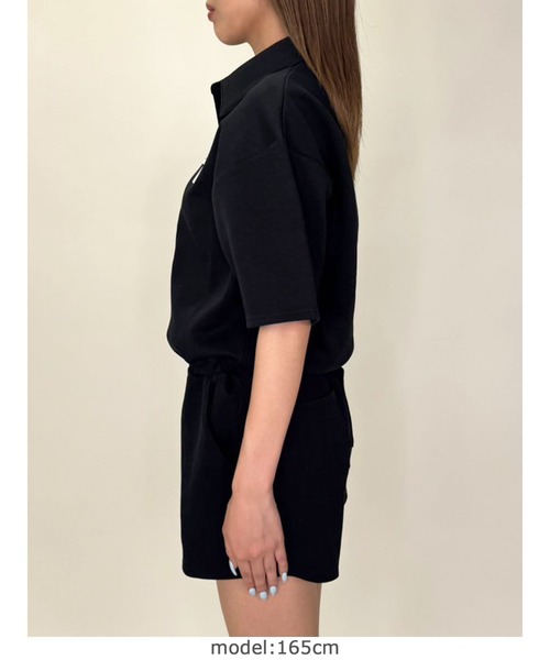 EGOIST（エゴイスト）の「ラガーシャツ半袖オールインワン（つなぎ/オールインワン・レディース・ブラック/ネイビー・FREE）」の10枚目の写真