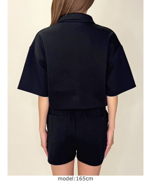 EGOIST（エゴイスト）の「ラガーシャツ半袖オールインワン（つなぎ/オールインワン・レディース・ブラック/ネイビー・FREE）」の11枚目の写真