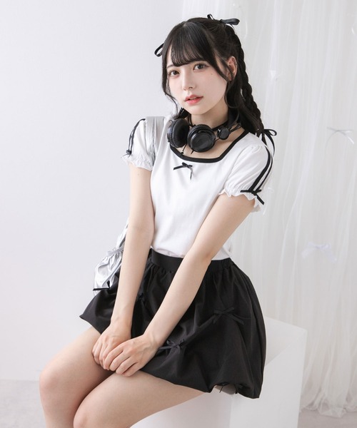 DearMyLoveRose(ディアマイラブローズ)の「ミニパフスリーブカットソー【大きいサイズ有り】(Tシャツ/カットソー・レディース・ホワイト/ライトピンク/ブラック・MEDIUM/LARGE/LL/3L)」の21枚目の写真