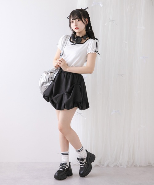 DearMyLoveRose(ディアマイラブローズ)の「ミニパフスリーブカットソー【大きいサイズ有り】(Tシャツ/カットソー・レディース・ホワイト/ライトピンク/ブラック・MEDIUM/LARGE/LL/3L)」の22枚目の写真
