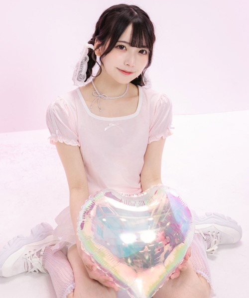DearMyLoveRose(ディアマイラブローズ)の「ミニパフスリーブカットソー【大きいサイズ有り】(Tシャツ/カットソー・レディース・ホワイト/ライトピンク/ブラック・MEDIUM/LARGE/LL/3L)」の17枚目の写真
