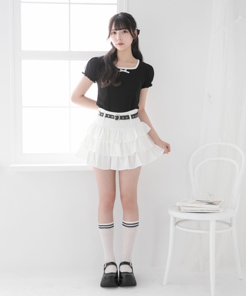 DearMyLoveRose(ディアマイラブローズ)の「ミニパフスリーブカットソー【大きいサイズ有り】(Tシャツ/カットソー・レディース・ホワイト/ライトピンク/ブラック・MEDIUM/LARGE/LL/3L)」の18枚目の写真