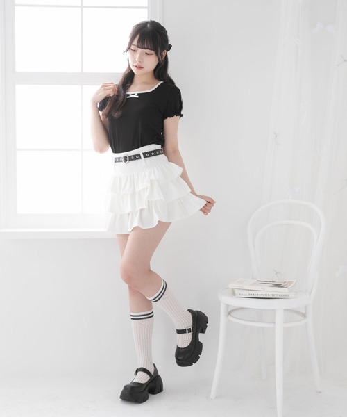 DearMyLoveRose(ディアマイラブローズ)の「ミニパフスリーブカットソー【大きいサイズ有り】(Tシャツ/カットソー・レディース・ホワイト/ライトピンク/ブラック・MEDIUM/LARGE/LL/3L)」の19枚目の写真