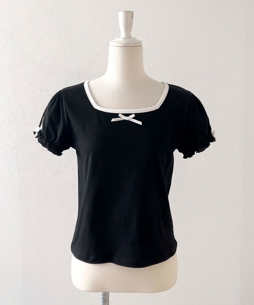 DearMyLoveRose(ディアマイラブローズ)の「ミニパフスリーブカットソー【大きいサイズ有り】(Tシャツ/カットソー・レディース・ホワイト/ライトピンク/ブラック・MEDIUM/LARGE/LL/3L)」の11枚目の写真