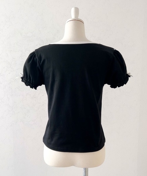 DearMyLoveRose(ディアマイラブローズ)の「ミニパフスリーブカットソー【大きいサイズ有り】(Tシャツ/カットソー・レディース・ホワイト/ライトピンク/ブラック・MEDIUM/LARGE/LL/3L)」の12枚目の写真