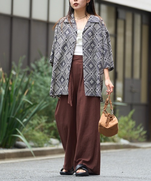 CIAOPANIC TYPY（チャオパニックティピー）の「■アフリカンバティックヴィンテージ柄オープンカラーシャツ（シャツ/ブラウス・メンズ・ネイビー/ブラック・LARGE/MEDIUM）」の8枚目の写真