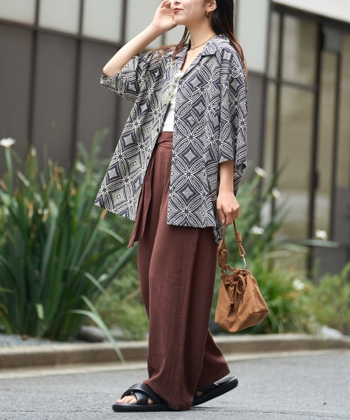 CIAOPANIC TYPY（チャオパニックティピー）の「■アフリカンバティックヴィンテージ柄オープンカラーシャツ（シャツ/ブラウス・メンズ・ネイビー/ブラック・LARGE/MEDIUM）」の9枚目の写真