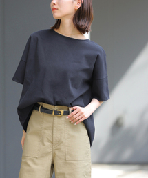 【関税込】 半袖 Tシャツ - ブルー AZUL BY MOUSSY | ドッキングバルーンギャザートップス (Tシャツ
