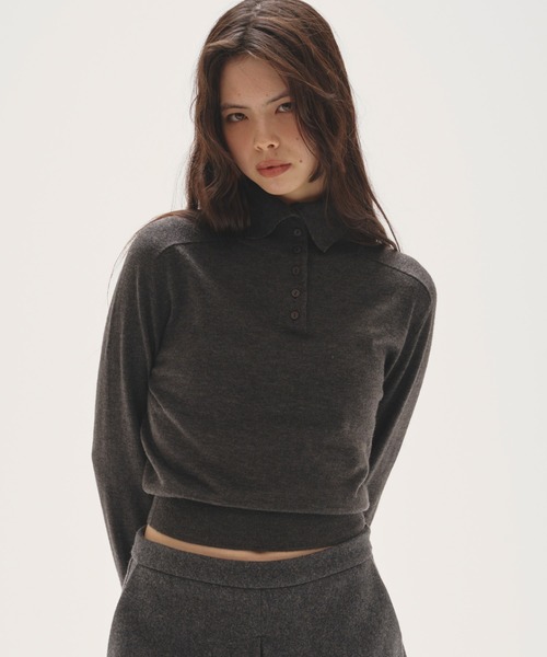 TODAYFUL(トゥデイフル)の「Front Botton Knit(ニット/セーター・レディース・チャコールグレー/モカ・FREE)」の2枚目の写真