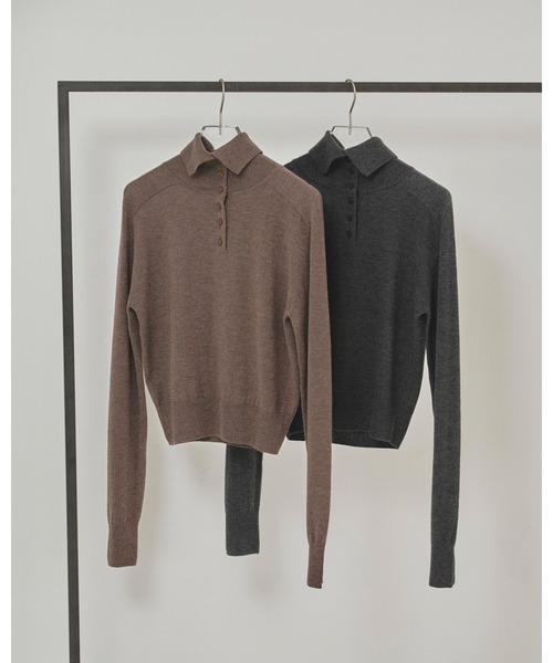 TODAYFUL(トゥデイフル)の「Front Botton Knit(ニット/セーター・レディース・チャコールグレー/モカ・FREE)」の5枚目の写真