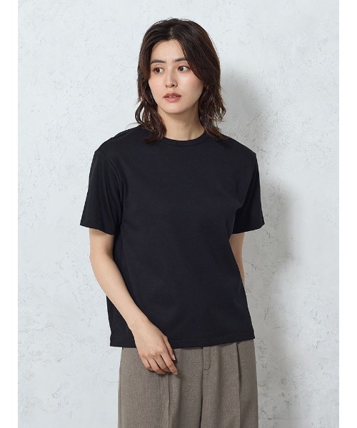 Perfect Suit FActory（パーフェクトスーツファクトリー）の「2枚袖Tシャツ　オフホワイト/ブラック/グレー（Tシャツ/カットソー・レディース・ブラック/オフホワイト/チャコールグレー・L/M）」の2枚目の写真