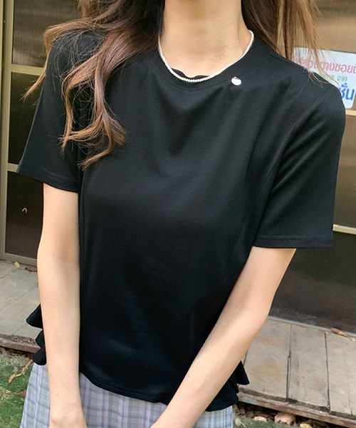 2ly2(トゥーリートゥー)の「裾フリルTシャツ(Tシャツ/カットソー・レディース・ブラック/グレー/イエロー/ホワイト・FREE)」の1枚目の写真