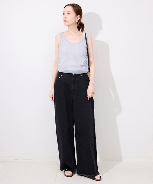セール】チュールタンクパット付きキャミ SET（Tシャツ