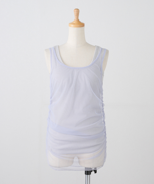 セール】チュールタンクパット付きキャミ SET（Tシャツ