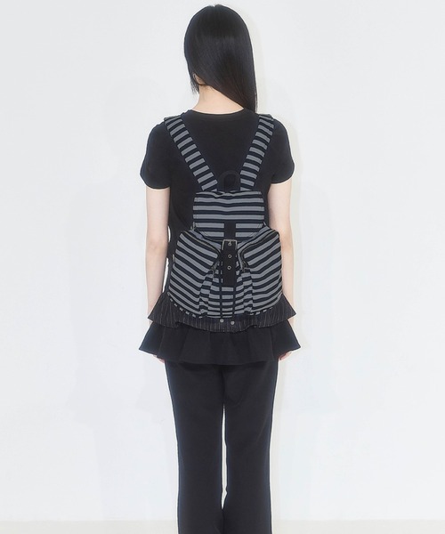【ILLIGO】Pattern Buckle Backpack illigo - Pattern Buckle Backpack Stripe Black – lolamoon.co