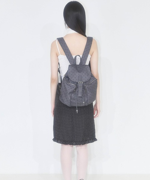 ●ILLIGO● Pattern Buckle Backpack Dot 25SMBAG10DTCH illigo - Pattern Buckle Backpack Dot Charcoal – lolamoon.co
