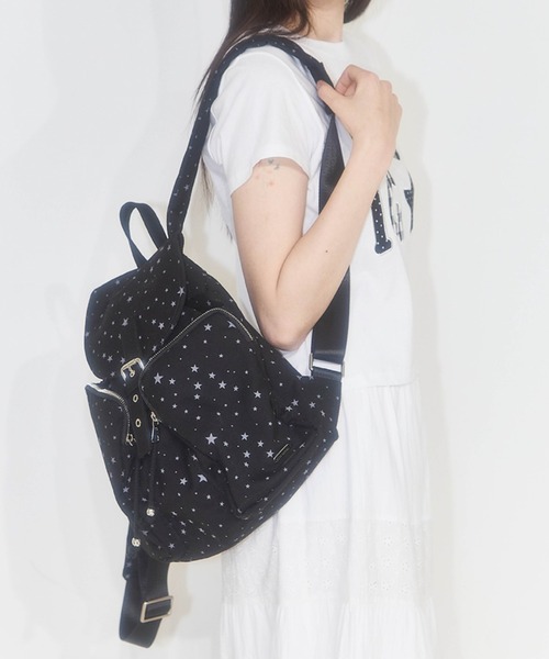 大人気 ドット スターリュック[ILLIGO] PATTERN BUCKLE BACKPACK Pattern Buckle Backpack Star (Black) | ファッション通販