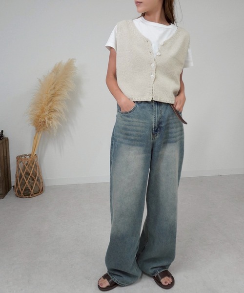 gossara（ゴサラ）の「Vネックニットベスト（ベスト・レディース・ベージュ/ブラック/グレイッシュベージュ・FREE）」の13枚目の写真