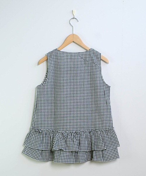 セール】チュニック チェック ギンガムチェック 半袖 フリル