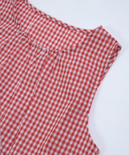 shopnikoniko（ショップニコニコ）の「チュニック チェック ギンガムチェック 半袖 フリル ノースリーブ チュニック丈トップス（チュニック・レディース・レッド/ブラック・フリー）」の19枚目の写真