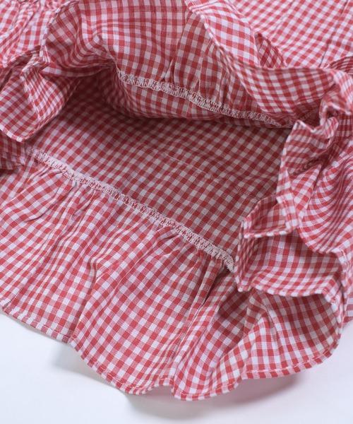 shopnikoniko（ショップニコニコ）の「チュニック チェック ギンガムチェック 半袖 フリル ノースリーブ チュニック丈トップス（チュニック・レディース・レッド/ブラック・フリー）」の21枚目の写真