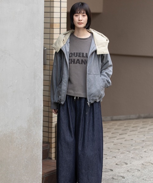 Munich（ミューニック）の「【軽量】【保温性】【吸水・速乾性】梳毛調合繊×ツイル×octaフーデットブルゾン（ブルゾン・レディース・ネイビー/チャコールグレー/グレー・S）」の10枚目の写真