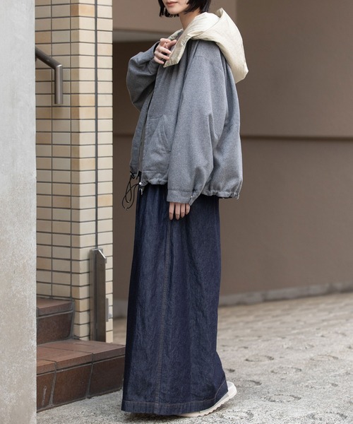 Munich（ミューニック）の「【軽量】【保温性】【吸水・速乾性】梳毛調合繊×ツイル×octaフーデットブルゾン（ブルゾン・レディース・ネイビー/チャコールグレー/グレー・S）」の11枚目の写真