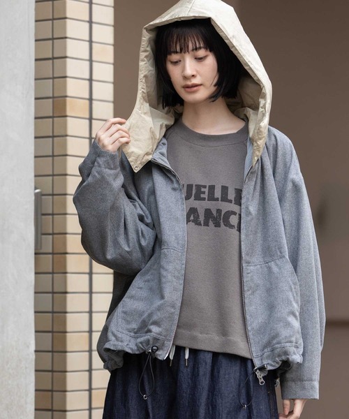 Munich（ミューニック）の「【軽量】【保温性】【吸水・速乾性】梳毛調合繊×ツイル×octaフーデットブルゾン（ブルゾン・レディース・ネイビー/チャコールグレー/グレー・S）」の16枚目の写真