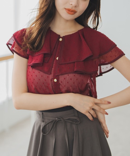 MISCH MASCH(ミッシュマッシュ)の「ドビードットトリミングブラウス(シャツ/ブラウス・レディース・ブラック/レッド/ホワイト・フリ-)」の3枚目の写真