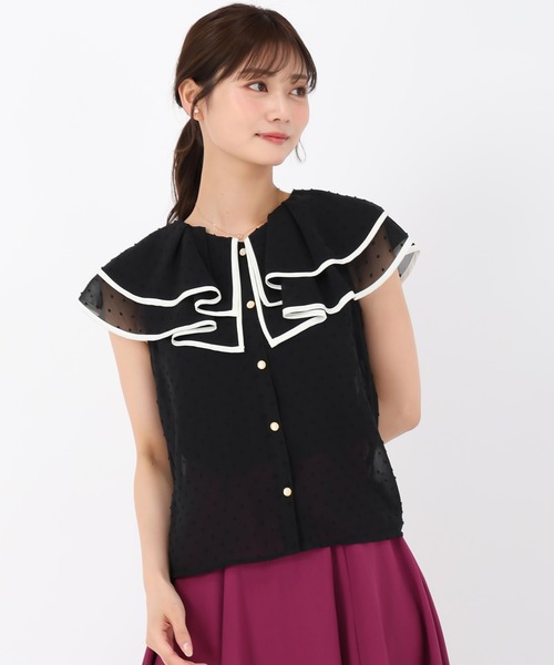 MISCH MASCH(ミッシュマッシュ)の「ドビードットトリミングブラウス(シャツ/ブラウス・レディース・ブラック/レッド/ホワイト・フリ-)」の10枚目の写真