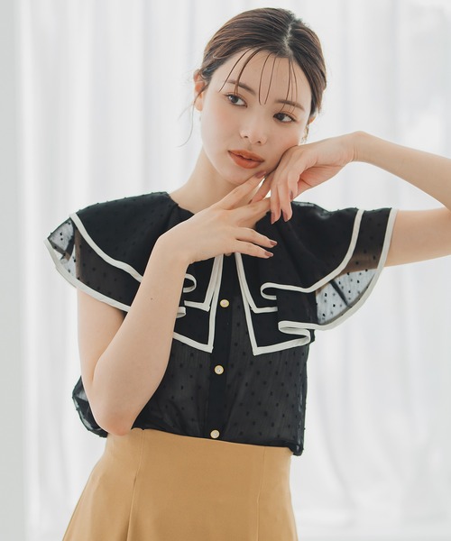 MISCH MASCH(ミッシュマッシュ)の「ドビードットトリミングブラウス(シャツ/ブラウス・レディース・ブラック/レッド/ホワイト・フリ-)」の7枚目の写真