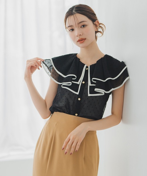 MISCH MASCH(ミッシュマッシュ)の「ドビードットトリミングブラウス(シャツ/ブラウス・レディース・ブラック/レッド/ホワイト・フリ-)」の8枚目の写真